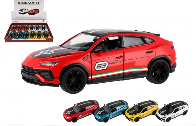 Auto Lamborghini Urus Performante 1:40 metalen 13 cm 4 kleuren met terugtrekmotor