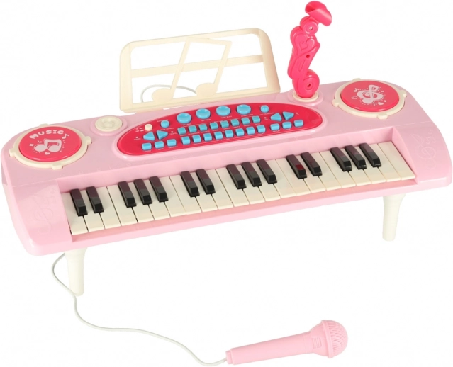 Interactief kinderpiano met microfoon 37 toetsen roze