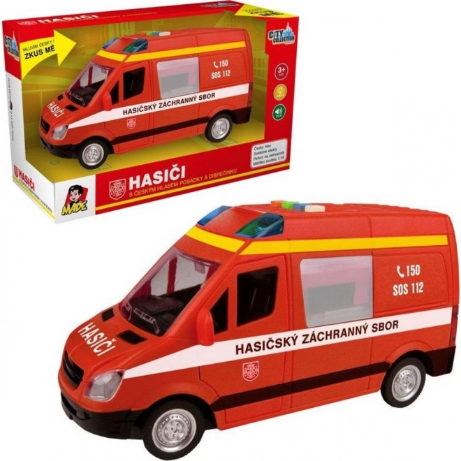 Camion de pompiers à inertie avec voix tchèque