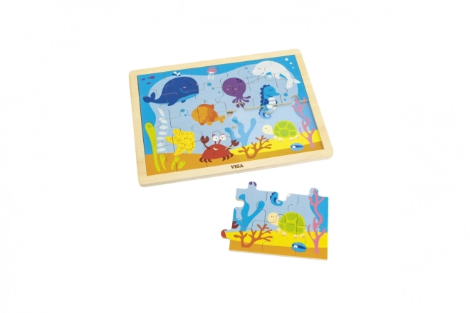 Houten puzzel 24 stukjes - onderwaterwereld