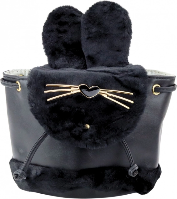 Children's plush backpack black with adjustable strap