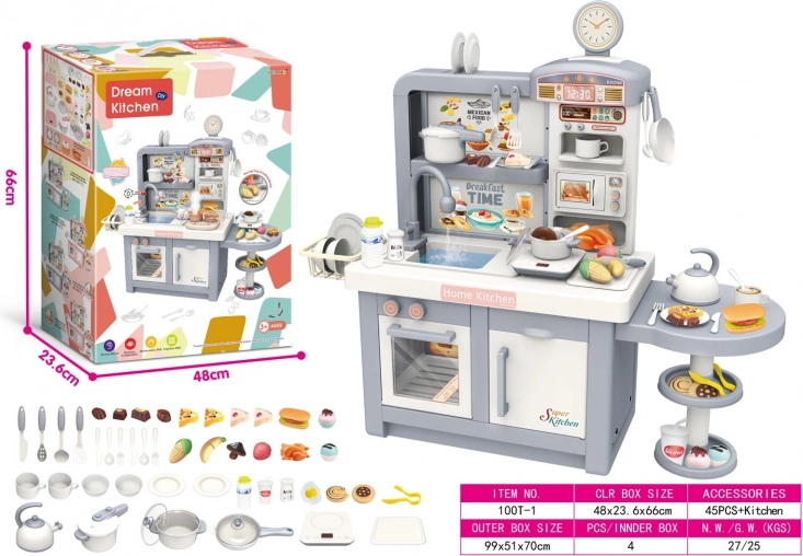 Mega kinderkookhoek grijs met accessoires