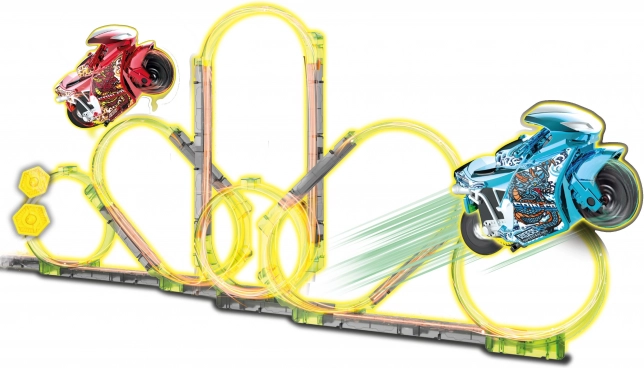 Spin and Build super track with two motorcycles