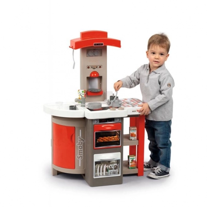 Kinderen elektronische plastic keuken met geluid inklapbaar rood + accessoires