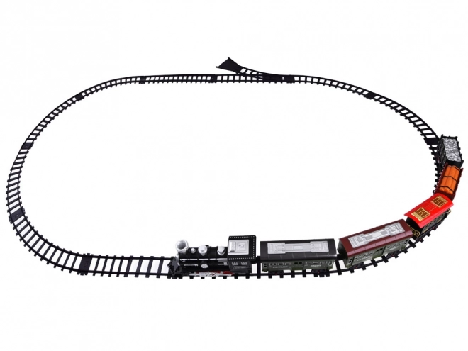 Spoorweg met rails Locomotief met wagons stoom + licht RC0629