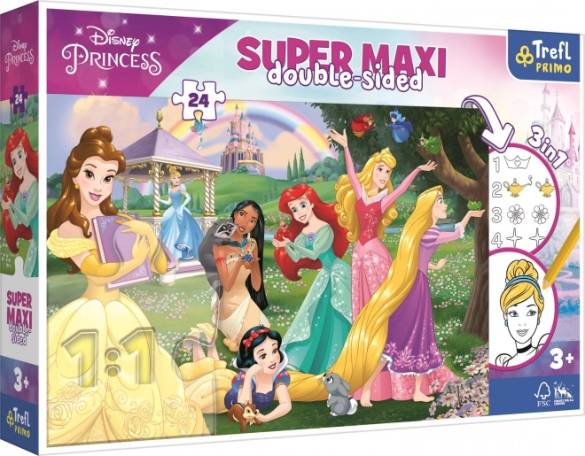 double-sided puzzle 24 pieces disney princess super maxi for coloring