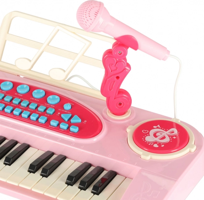 Interactief kinderpiano met microfoon 37 toetsen roze