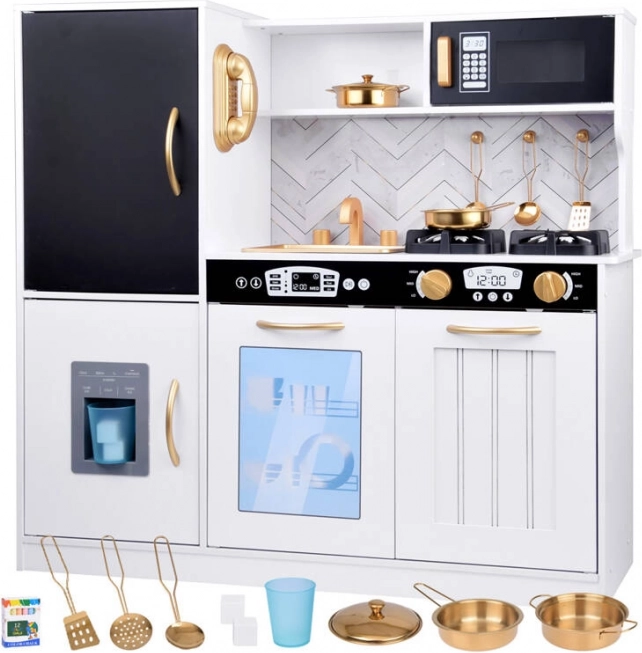 Wooden Children's Kitchen with Fridge and Baking Stove