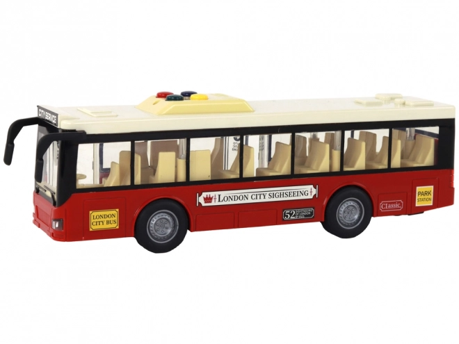 Rode stadsbus op batterijen met lichten en geluiden 1:16