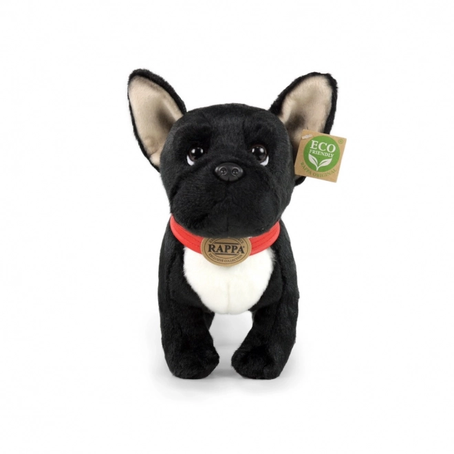 Zwarte Franse bulldog knuffel met halsband staand 30 cm ECO-FRIENDLY
