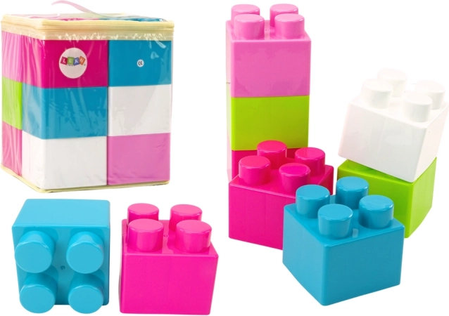 grote bouwblokken in een tas met kleurrijke stickers, 12 delen