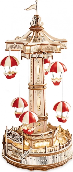 RoboTime 3D puzzel muziekdoos Parachute kleurrijke draaimolen