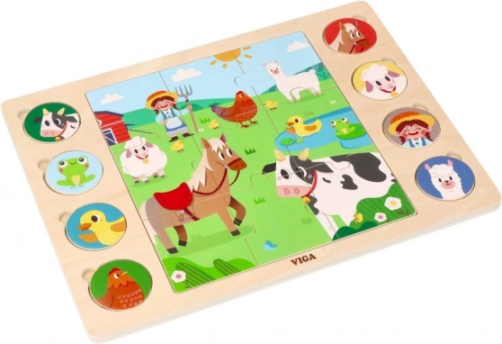 Viga houten puzzel Zoek op schaduw – boerderij, 17 stukken