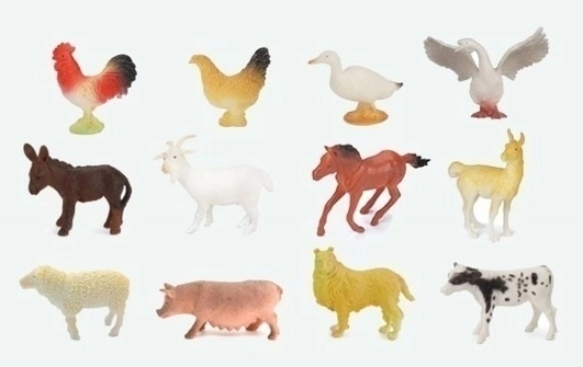 Set van 12 boerderijdierenfiguren