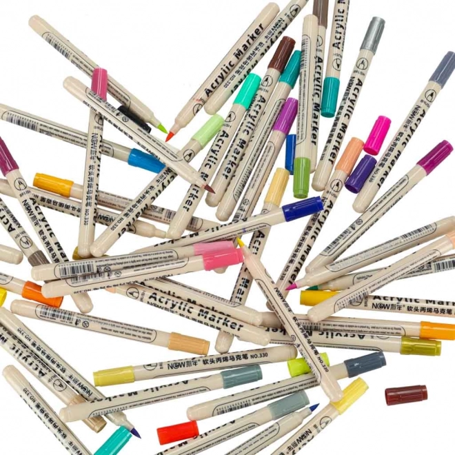 Waterdichte acrylverf markers voor stoffen en stenen, set van 48 stuks