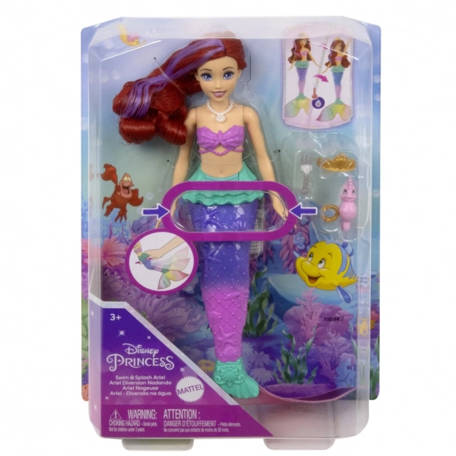 MATTEL Disney Princesse poupée Ariel petite sirène nage, change de couleur