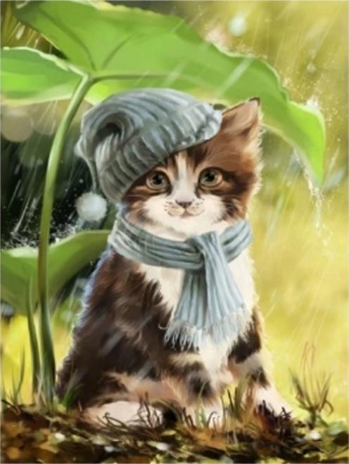 Peinture diamant Chaton avec bonnet et écharpe