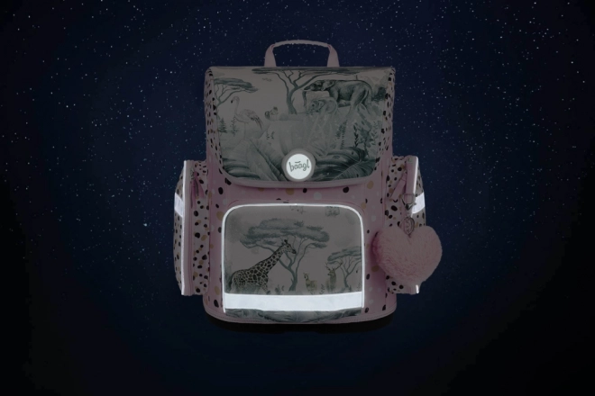 Schoolset BAAGL Safari: Ergonomische rugzak, etui, zak, mappen, doos