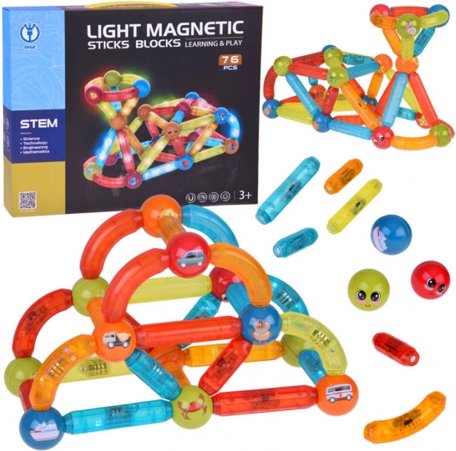 Colorful Magnetic Building Set Jokomisiada with LED Lighting