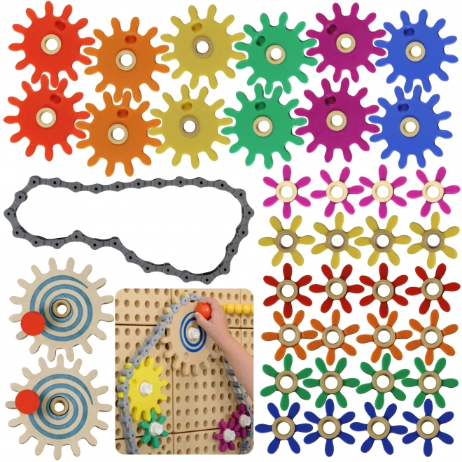 Masterkidz STEM Bord met tandwielen en ketting 39 stuks