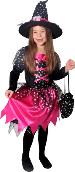 Child Witch Costume Black-Pink with Stars