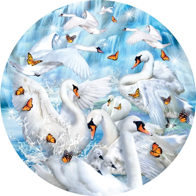 Round Puzzle Swan Waterfall 1000 Pieces