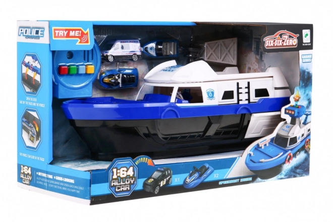 Interactieve politieboot 2-in-1 met opslagruimte en lichten en geluiden