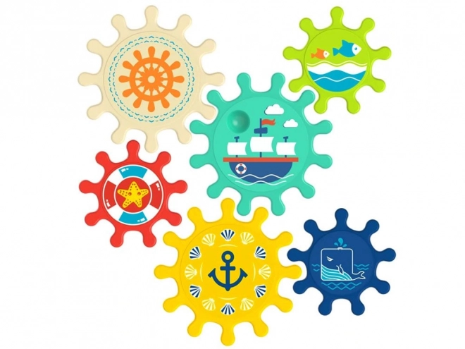 Gekleurde tandwielen voor in het water