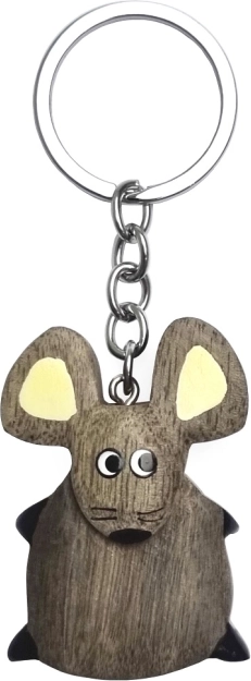 Grand porte-clés en bois en forme de souris