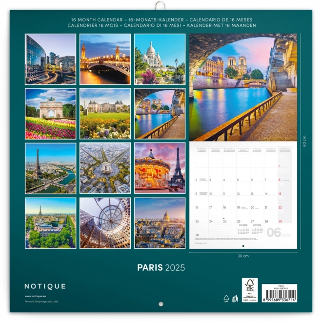 NOTIQUE Aantekeningenkalender Parijs 2025, 30 x 30 cm