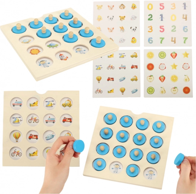 Houten Montessori geheugenspel met kaarten
