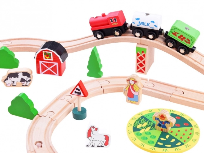 Houten Treinset Boerderij voor Kinderen