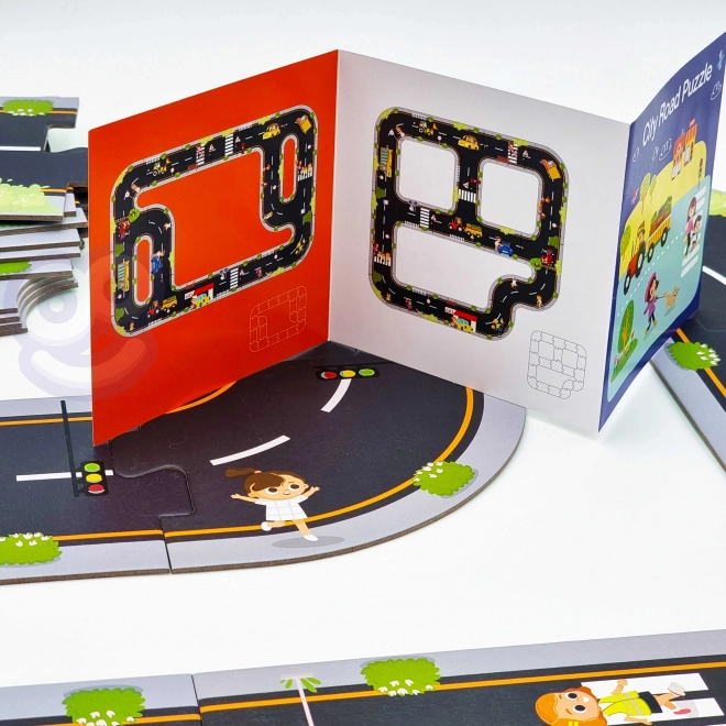 Woopie Green puzzle urbain pour enfants - Circuit automobile
