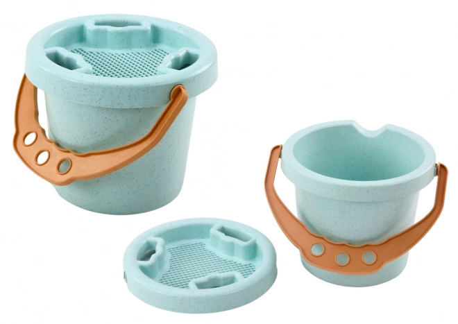 Set voor zand Emmertje Schepje Harkje Zeef Vormpjes Pastel