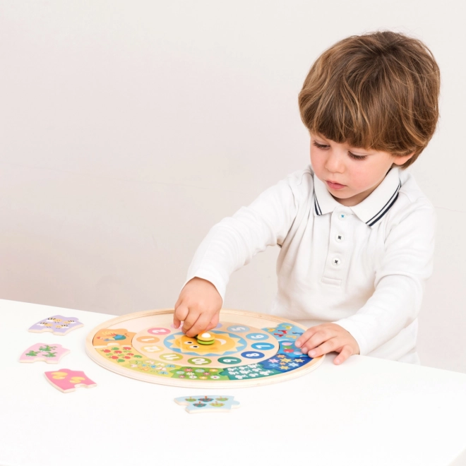 Wooden Clock and Puzzle for Children