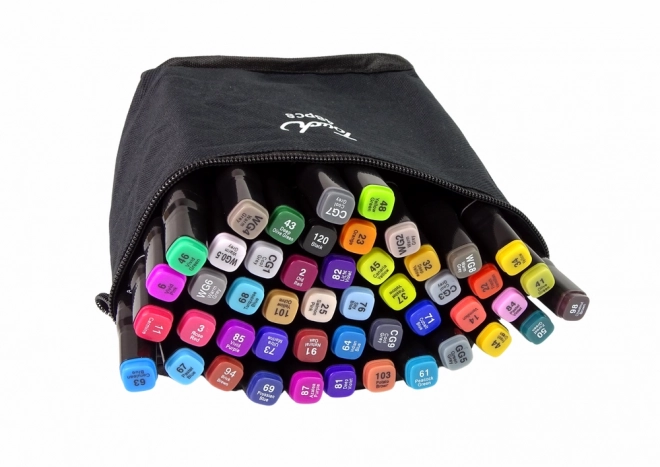 Pro Touch Dual-Tip Alcohol Markers Set 48 Colors with Carrying Case