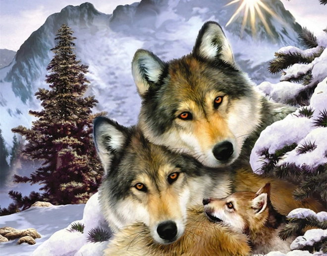Set voor diamant schilderen - wolvenfamilie