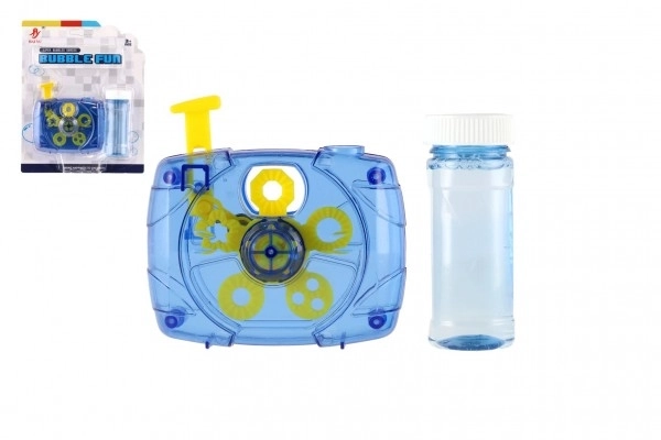 Bublifuk camera mechanisch 9x9cm met inhoud plastic op kaart