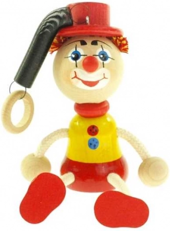 Clown with Hat on a Spring – Wooden Hanging Toy