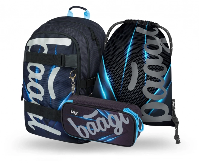Baagl school set Skate Bluelight – backpack, pencil case and gym sack