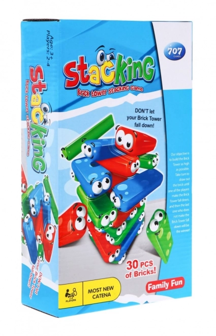Mini-arcadespel Jenga voor kinderen 3+ Toren stapelen + 30 gekleurde blokken + dobbelstenen
