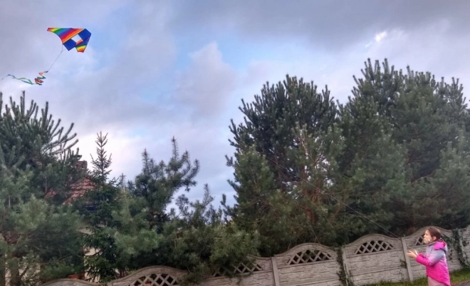 Bunter Drache mit rotierendem Regenbogen