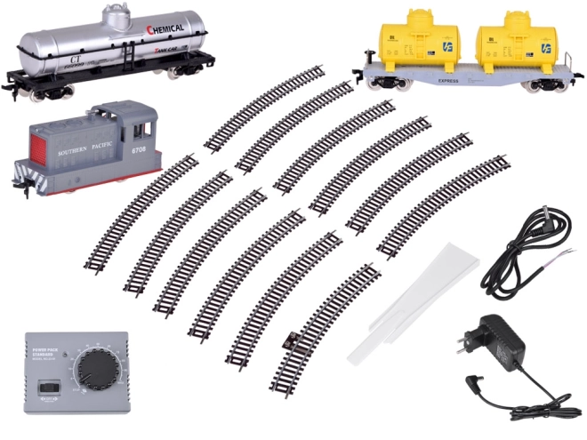 Elektrische set met besturingseenheid en goederentrein