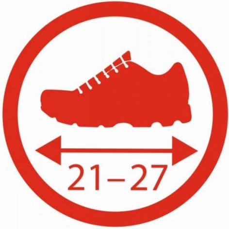 Easy adjustment for sizes 21–27