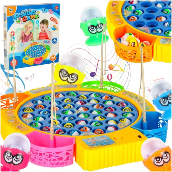 Family Fishing Game: 45 Fish + 4 Rods, Electric with Music