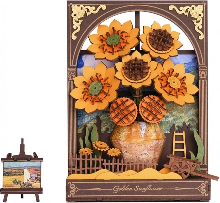 RoboTime 3D houten puzzel Gouden Zonnebloemen