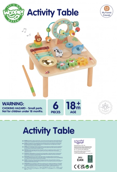 Table d'apprentissage en bois avec labyrinthe musical 5 en 1