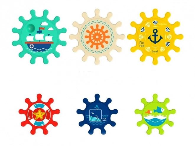 Gekleurde tandwielen voor in het water