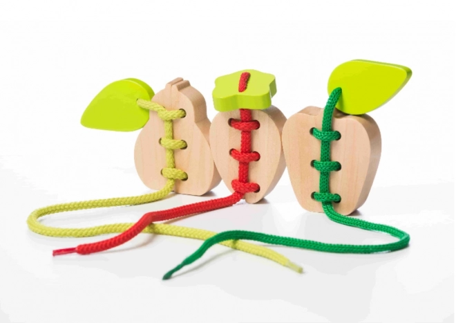 Houten speelgoed aan koord Cubika Fruit peer appel aardbei
