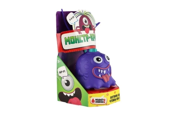 Monstre avec ventouse en plastique 7cm fonctionnant avec des piles avec son, lumière 3 couleurs en boîte de 12 pièces